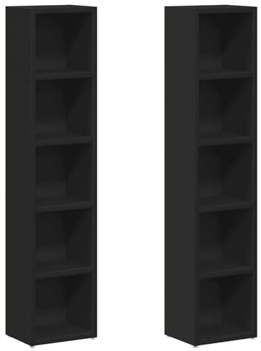 Gecheer Scaffali porta CD, 2 pezzi neri 21x16x93,5 cm legno multistrato, per collezionisti