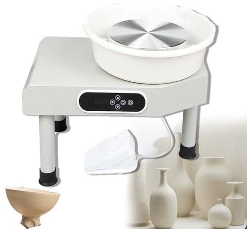 CUTANGELAR 350 W Keramikformningsmaskin, Komplett Elektrisk Keramikhjul Som Stöder Kreativ Lerkonst För Konstnärer På Alla Nivåer. Inkluderar En Rymlig 25 Cm Roterande Platta Och Avtagbar Skål.