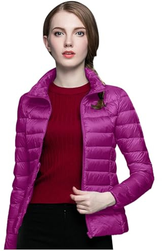 Doudoune Femme Légère pour 10°C-18°C - Courte sans Capuche en Duvet de Canard Blanc, Matelassée, Pliable & Respirable - Taille S à 5XL