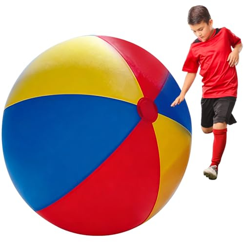 RNPKZ Strandbollar, diameter 100 cm, stor uppblåsbar vattenboll, uppblåsbar jätteboll av robust gummi, extra stor strandfotboll, poolleksaker för somarglädje, strandpoolfester