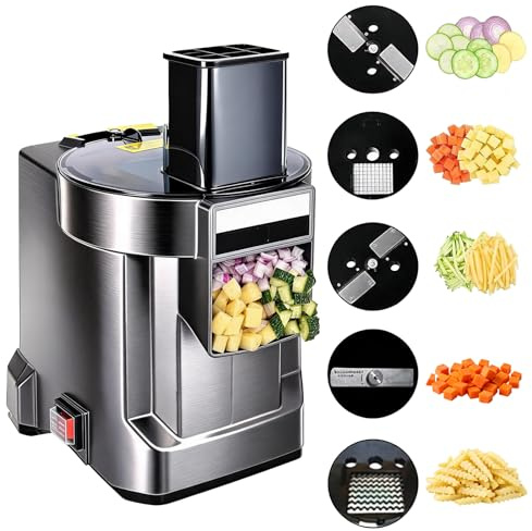 Tagliaverdure Elettrico Multifunzione Da 100w Tagliafrutta Professionale Con 4 Lame In Acciaio Inox Per Patate Carote Cipolle E Cetrioli