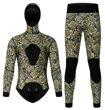 Sxhlseller Traje de Neopreno Engrosado de 3 Mm para Hombre, Traje de Buceo de Neopreno con Capucha para Apnea y Pesca en Otoño e Invierno, Juego de 2 Piezas (#4)