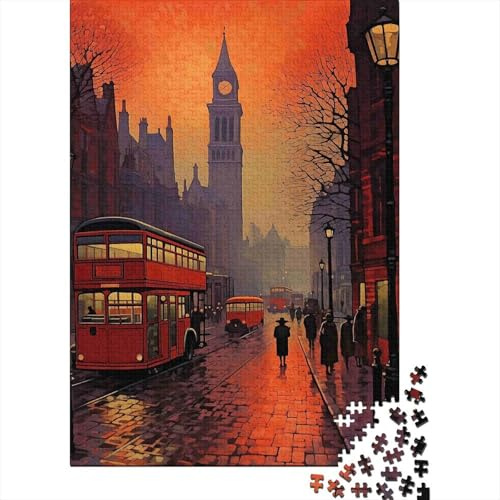London Street Scene 1000 Piece Jigsaw Puzzle for Adults Paper Night Lights Wall Art Decor