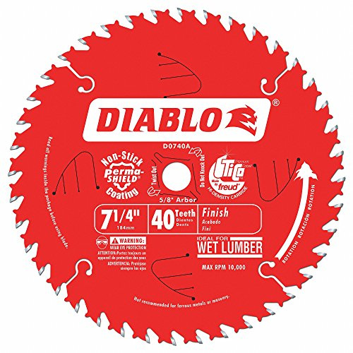 Diablo Finish Saw Blade - 7-1/4 Dia., 40 ATB, 5/8 Arbor, 8000 Max RPM