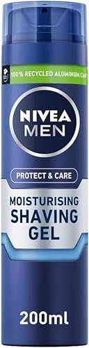 NIVEA MEN Protect & Care - Moisturising Men Shaving Gel - Beard Care - Enriched With Aloe Vera & Pro-Vitamin B5 - Smooth Glide & Close Shave - For Dry Skin - 200 ml