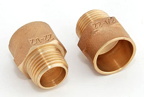 2x Rotguss Red Nippel i/a 22mm - 1/2' / 4243g Rotgussfitting red brass gunmetal