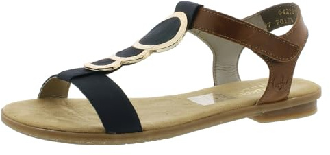 Rieker 64278-16, Women’s Heels Sandals, Blue (Navy/Tan), 8 UK (42 EU)