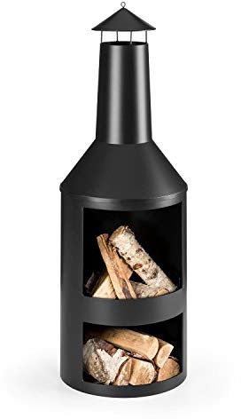 FireStove Ming Terassenofen Feuerstelle Ø45 x 135 cm, Holzofen hitzebeständig, Gartenkamin pulverbeschichtet, Garten Ofen rostfrei, Feuerkorb mit stabilem Stand, schwarz, inkl. Schürhaken