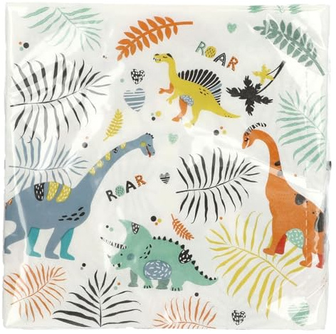 Folat 68350 Serviettes Dino Roars 33x33cm - 20 pièces