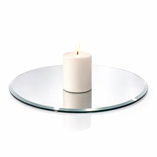 Floralcraft® 25cm Round Glass Mirror Plate – Wedding Centrepiece Candle Plate, Table Display Mirror