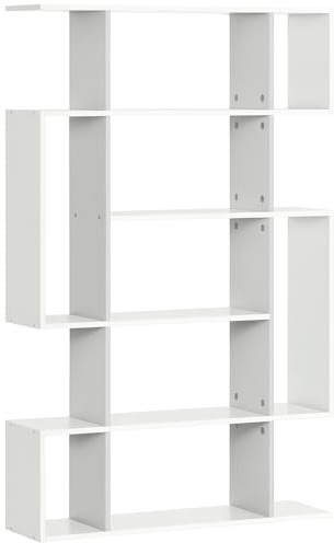 HOMCOM 5-Tier Bookshelf, Modern Bookcase with 13 Open Shelves, Freestanding Decorative Storage Shelving for Home Office and Study, White
