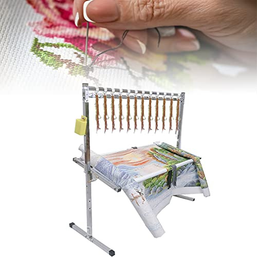 Soporte de bordado, soporte de artesanía de punto de cruz ajustable, marco de piso de costura de acero inoxidable, mesa de regazo de bordado de pie, para soporte de costura de artesanía de arte