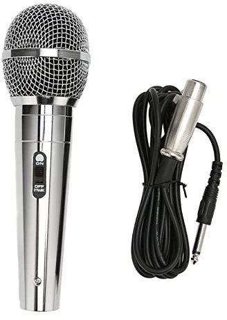Microfono Cablato, Microfono Cablato Portatile da 6,5 ​​mm con Riduzione del Rumore Microfono Dinamico Per Voce Cardioide Resistente agli Urti con Cavo da 3 Metri Per Altoparlanti, Canto Karaoke