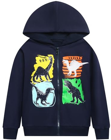 Codkkre Sweats à Capuche Garçon Veste Dinosaure Enfant Garcon Pull Garcon en Coton Sweatshirt Zippé pour Enfants, Style 4, 7 Ans