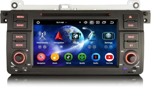 Erisin Android 16 Radio Coche para BMW Serie 3 E46 318 320 MG Z6T Rover 75 | 8-Core 4GB RAM+64GB ROM, 7 Pulgadas 2DIN Bluetooth Radio con CD DVD IPS Pantalla CarPlay Android Auto WiFi 4G DSP Canbus