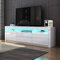 Generisch LED TV Schrank 160cm, Moderner Hochglanz TV Lowboard mit 2 Türen, 2 Schubladen und Offenen Regalen, Sideboard für Schlafzimmer, Wohnzimmer, Wohnmöbel (Weiß), TS01-WH