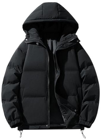 DUHENWU Quilted Jacket For Women UK Hooded Puffer Down Coat Quilted Padded Coat Hoodie Top Plain Short Coat Down Puffer Coats Ladies Lightweight Waterproof Jacket Black