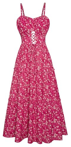 GRACE KARIN Abito Estivo da Donna Abito Floreale Abito con Cinturino A-Line Abito Casual da Spiaggia Abito Midi Boho da Vacanza Abito Casual con Tasche