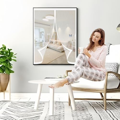 Zanzariera Magnetica Finestra 77 x 124 cm, Anti-Zanzare, Anti-Insetti, Rete Ultra-Fine, Installazione Facile, Zanzariera per Finestre per Porta Finestra Balcone, Bianco