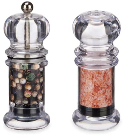 PARENCE.- Set di saliere e pepiere - Macinapepe ed eleganti saliere - Set di 2, macinare (pepe) e spolverare (sale) - Cucina, Casa, Condimento - Trasparente