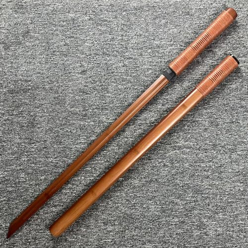 HJHUUA Katana de Entrenamiento de bambú Natural de 100 cm,bokken Artesanal,Espada samurái de Madera para Entrenamiento de Kendo,exhibición,Cosplay,Accesorios y Regalos (marrón,Beige)
