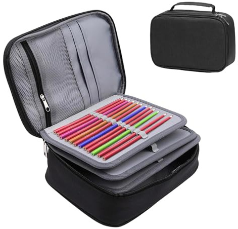 Dwitkul Estuche Escolar Grande Capacidad 72 Ranuras con 3 Compartimentos Desmontable Organizador Lapices Colores Dibujo Arte para Estudiantes Oficina Adultos Niños (Negro)