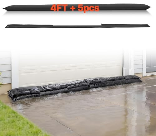 VEVOR Barriera Antiallagamento 1533x21 cm Set di Sacchi di Sabbia dall'Acqua per Protezione dalle Inondazioni Sacco di Protezione Antiallagamento per Porte di Garage Officina Barriera Sacchi 4 pezzi