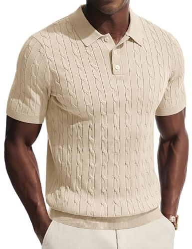 PJ PAUL JONES Polo de punto de manga corta para hombre, informal, con botones, albaricoque, L