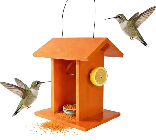 Casa para Aves | Estación De Alimento con Techo - s Decorativos De Madera para Aves | para Observación en Jardín Balcón Patio y Decoración Exterior