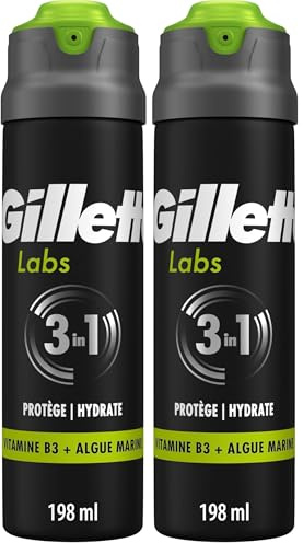 Gillette Gel A Raser Homme GilletteLabs pour Une Mousse Rapide, Rafraîchit pour Apaiser Et Aide À Protéger Contre Les Irritations Dues Au Rasage, Rinçage Facile, 198ml (Lot de 2)