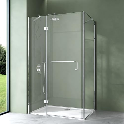 Mai & Mai Cabine de Douche en Angle Transparent sans Receveur 90x140x190cm
