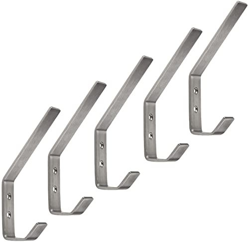 SOTECH 5 Stück Kleiderhaken ALBA moderner Mantelhaken echt Edelstahl 142 x 20 mm Huthaken Garderobenhaken