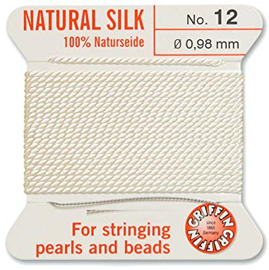 Creative-Beads - Filo per perline, filo di seta per perle da infilare, estremità del filo flessibile utilizzabile come ago, spessore 0,95 mm, lunghezza 2 m, colore bianco