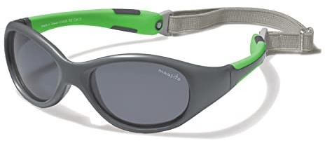 Mausito Occhiali da sole bambini 2-4 anni & 5-8 anni | FLESSIBILI Occhiali da sole bambino 100% PROTEZIONE UV | Fascia regolabile e rimovibile | Senza BPA (Nero-Verde, 2-4 anni)