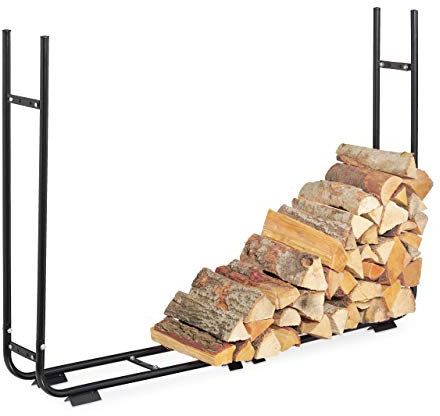 Relaxdays Kaminholzregal verstellbar, Kaminholzständer aus Stahl, Brennholzregal, HxBxT: 106 x 148-220 x 22 cm, schwarz