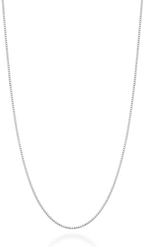 Miabella Italian 925 Sterling Silver or 18K Gold Plated Silver Thin 1mm Box Chain Necklace for Women, Made in Italy (SI, Length 18 Inches)
