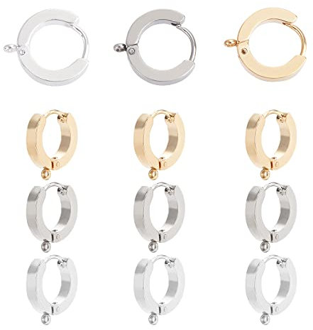UNICRAFTALE Circa 12 pz 3 Colori Orecchini A Cerchio Huggie Orecchini A Cerchio in Acciaio Inossidabile con Anello Ad Anello Orecchini Ipoallergenici Componenti per Orecchini da Donna Fai da Te