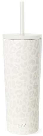 Simple Modern Insulated Tumbler with Lid and Straw | Iced Coffee Cup Reusable Stainless Steel Water Bottle Travel Mug | Gifts for Women Men Her Him | Classic Collection | 710ml | Cream Leopard