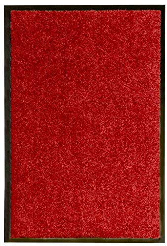 homiuse Felpudo lavable rojo 40 x 60 cm felpudo para atrapar la suciedad, rectangular, felpudo para zapatos, moderna alfombra de suelo, alfombra para pasillo, antideslizante, ideal para interiores y