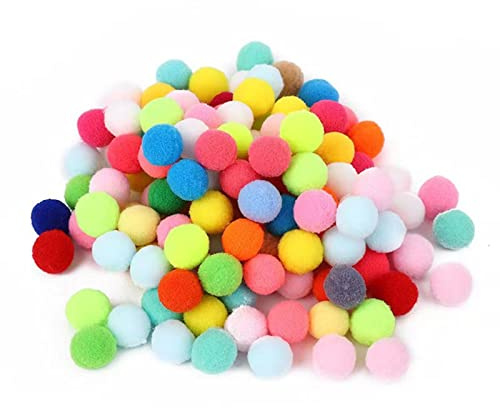 100Pcs Pom Poms Craft Pom Poms High-Elastic Pom Poms 20mm Assorted Craft Supplies Coloured for DIY Creative Crafts Decorations