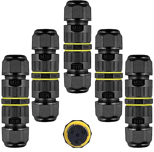 KLJ kabelverbinder wasserdicht，IP68 verbindungsklemmen 3 polig M16 Stecker Durchmesser 3.5-10mm wasserdichte kabelverbinder 5 Stck