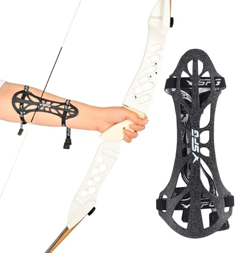 SPG Protector de brazo para tiro con arco, ajustable, profesional, protector de antebrazo, para adultos, jóvenes, hombres, mujeres, competición, tiro, práctica de caza (negro)