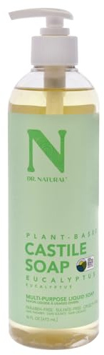 Dr. Natural Castile Liquid Soap - Multi-Use Body Wash, Shampoo and Face Wash - Hydrating Body Soap for Skin, Hair, Pets and Home - Eucalyptus - 473 ml