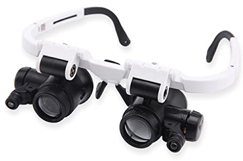 osiuujkw Lenti d'ingrandimento con luce a LED Lente d'ingrandimento per gioielliere a mani libere Occhiali da vista per orologiai Riparazione elettronica di lenti di ingrandimento