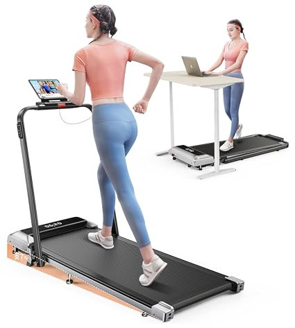 Laufband für Zuhause mit Neigung, 2 in 1 Walking Pad, 12km/h Klappbar Laufband mit Steigung, 2.5HP Under Desk Schreibtisch Treadmill für Zuhause & Büro, Fernbedienung und App, Keine Installation