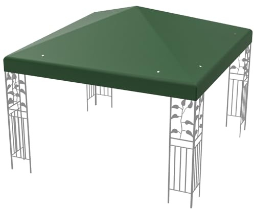 COSTWAY 3 x 3 m reservtak för paviljong, paviljongstak ersättningsöverdrag med dräneringshål och kardborrfästen (grön)