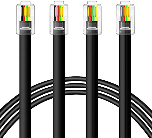 NECABLES 2-pack RJ9-kabel 15 fot telefonsladd telefonkabel RJ9/RJ10/RJ22 4P4C hane till hane rak för både data och röst använd svart – 15 fot