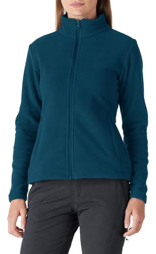 Outdoor Ventures Damen Fleecejacke mit Durchgehendem Reißverschluss Stehkragen Frauen Leichte Fleece Sweatjacke Warme Damenjacke für Laufen, Wandern und Freizeit Petrolblau M