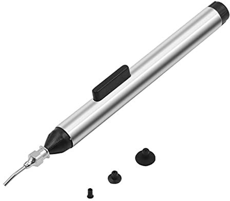 Vacuum Pen Suction Remover Suction Tweezers Pickup Soldering Tool Desoldering with 3 Suction Headers
