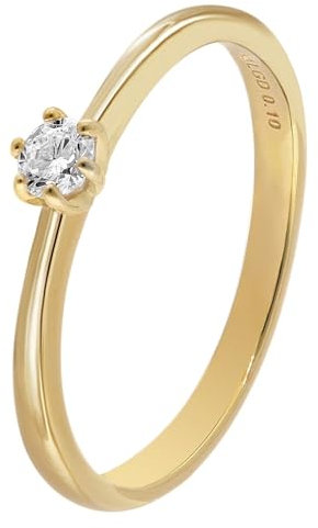 GLIZZ Damenring mit Lab Grown Diamant 0,10 ct Gold 333 Brillantring GL8653-52 Ringgröße 52/16,6